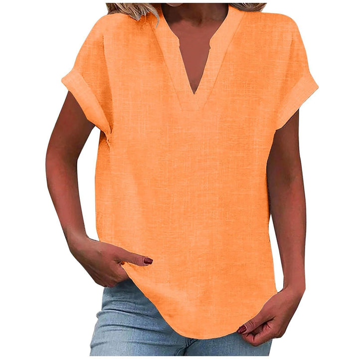 Clara | Women's Relaxed V-Neck Short Sleeve Blouse