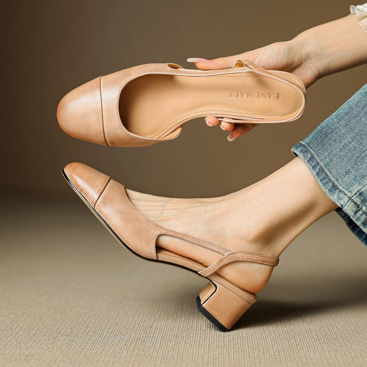 Leonie | Women's Real Leather Slingback Pumps with Almond Toe