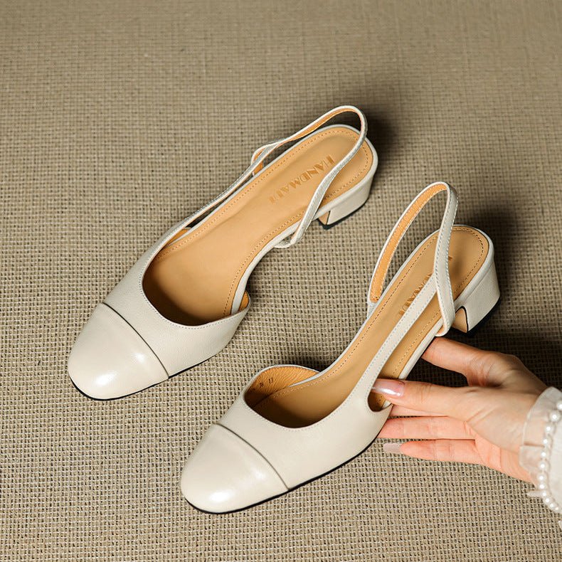 Leonie | Women's Real Leather Slingback Pumps with Almond Toe