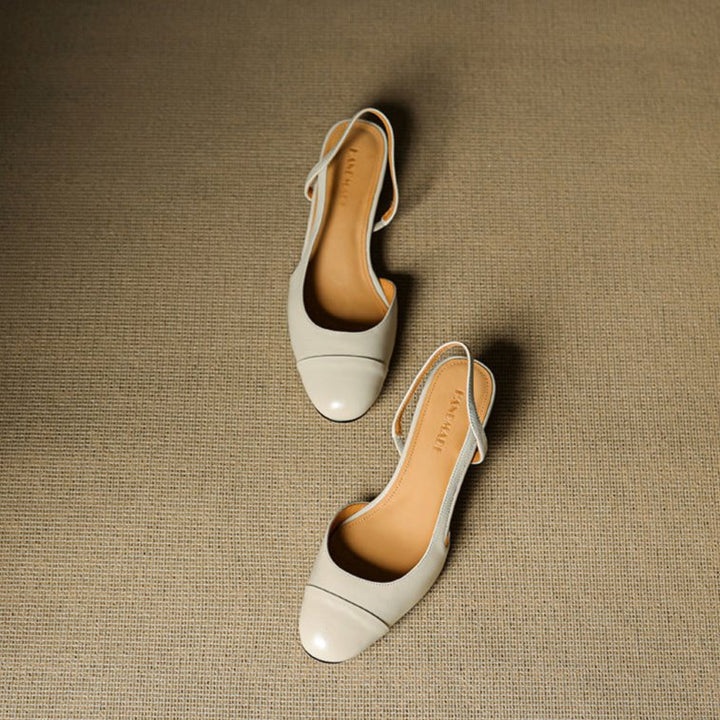 Leonie | Women's Real Leather Slingback Pumps with Almond Toe