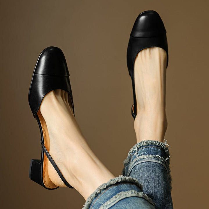 Leonie | Women's Real Leather Slingback Pumps with Almond Toe
