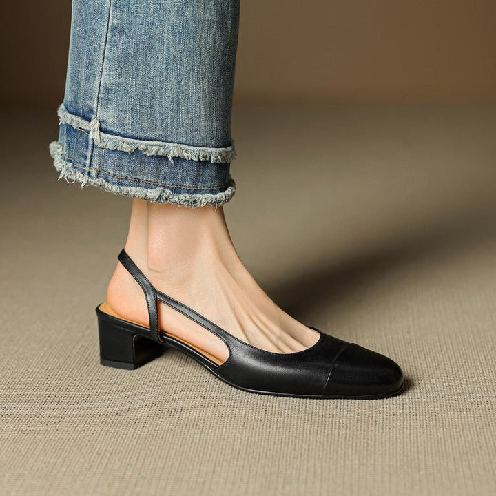 Leonie | Women's Real Leather Slingback Pumps with Almond Toe