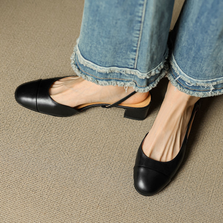 Leonie | Women's Real Leather Slingback Pumps with Almond Toe