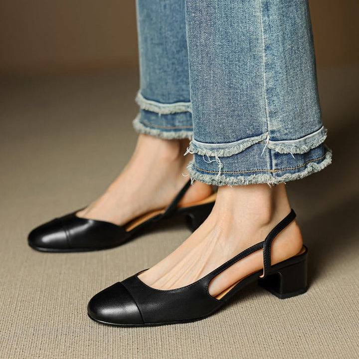 Leonie | Women's Real Leather Slingback Pumps with Almond Toe