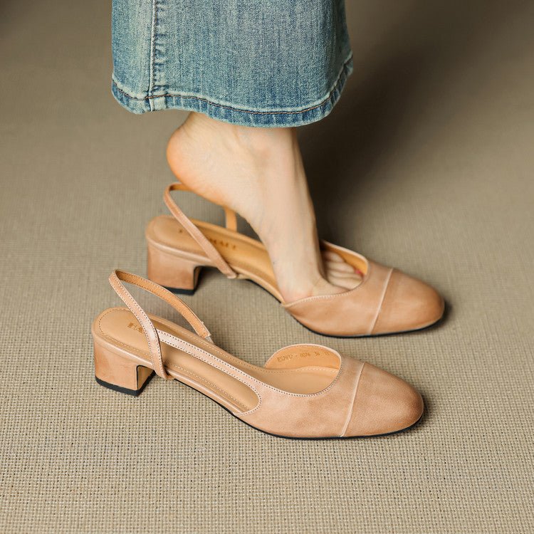 Leonie | Women's Real Leather Slingback Pumps with Almond Toe