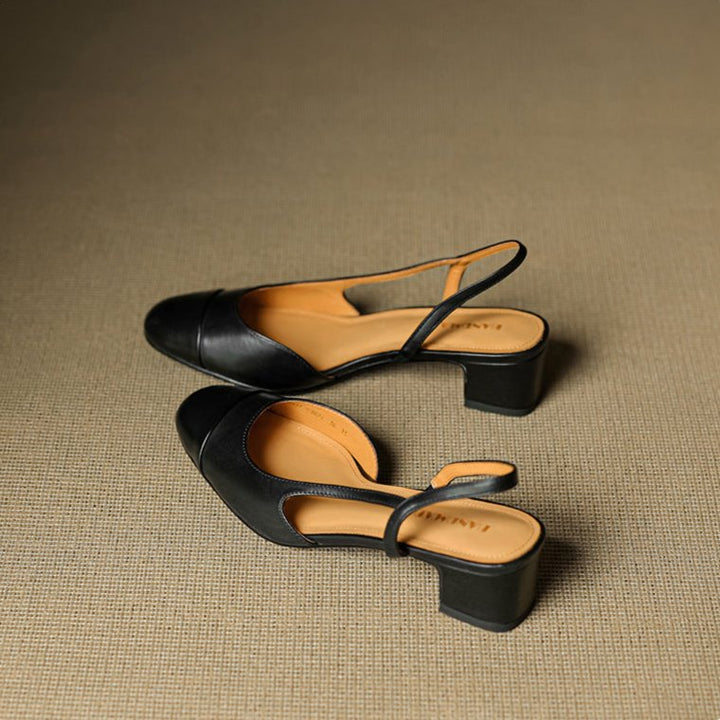 Leonie | Women's Real Leather Slingback Pumps with Almond Toe