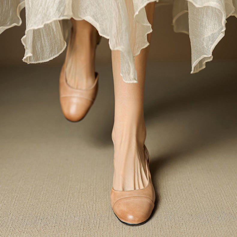 Leonie | Women's Real Leather Slingback Pumps with Almond Toe