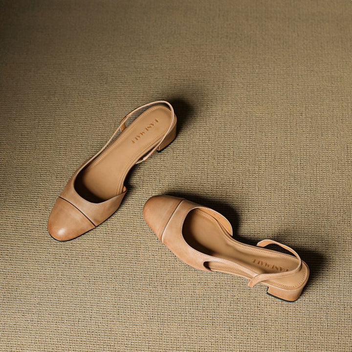 Leonie | Women's Real Leather Slingback Pumps with Almond Toe