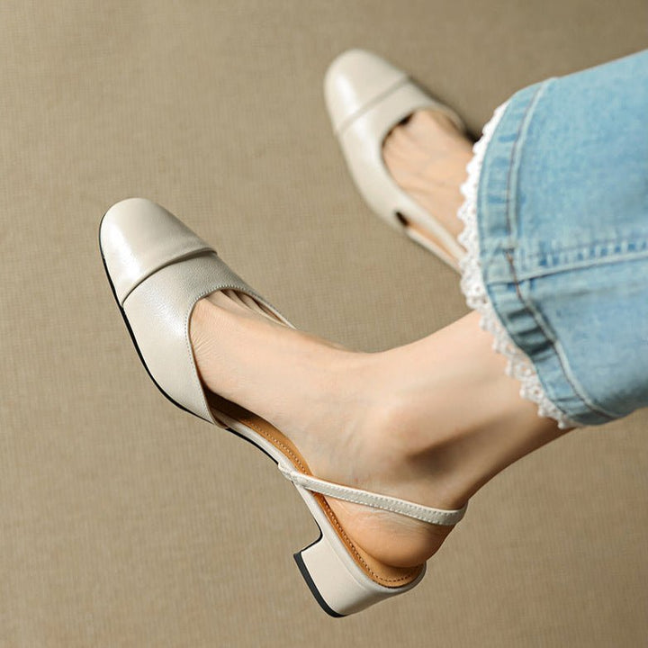 Leonie | Women's Real Leather Slingback Pumps with Almond Toe
