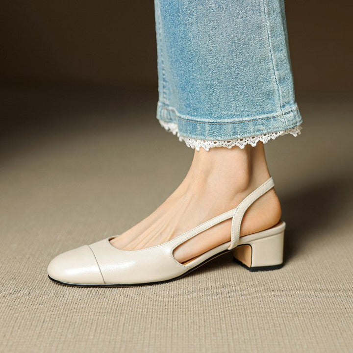 Leonie | Women's Real Leather Slingback Pumps with Almond Toe