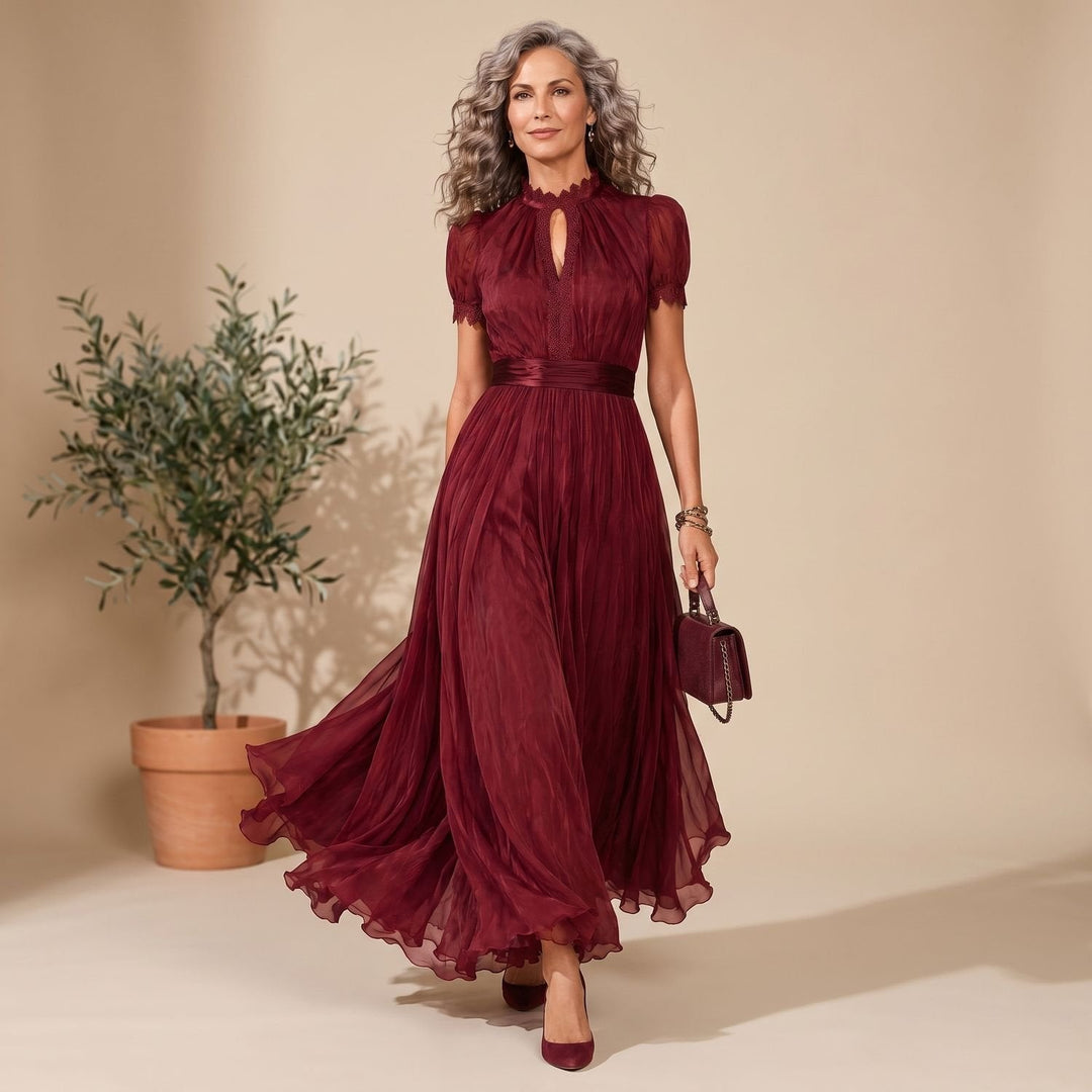 Frieda | Women's Elegant Flowing Maxi Evening Dress with Lace Details