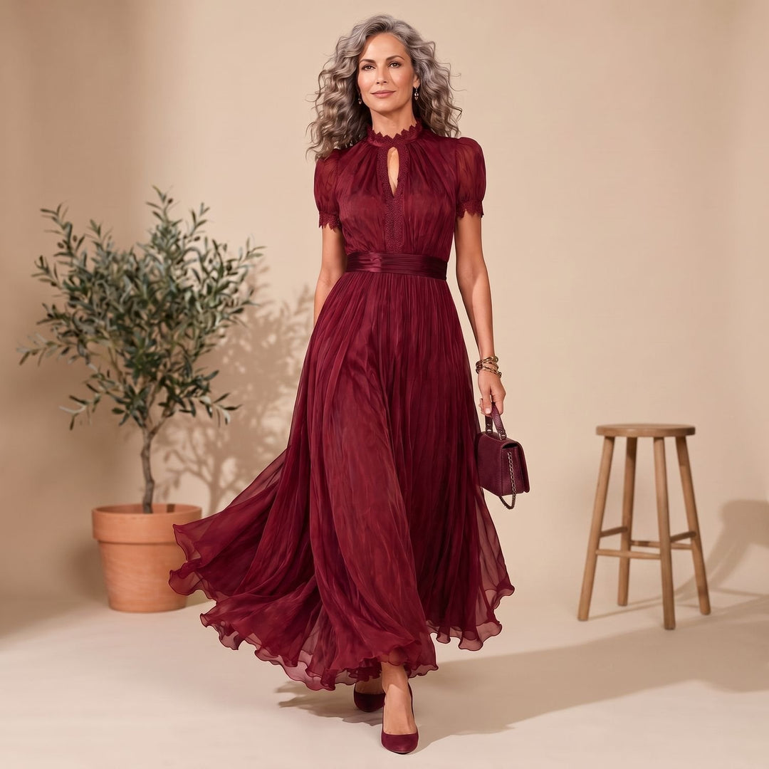 Frieda | Women's Elegant Flowing Maxi Evening Dress with Lace Details