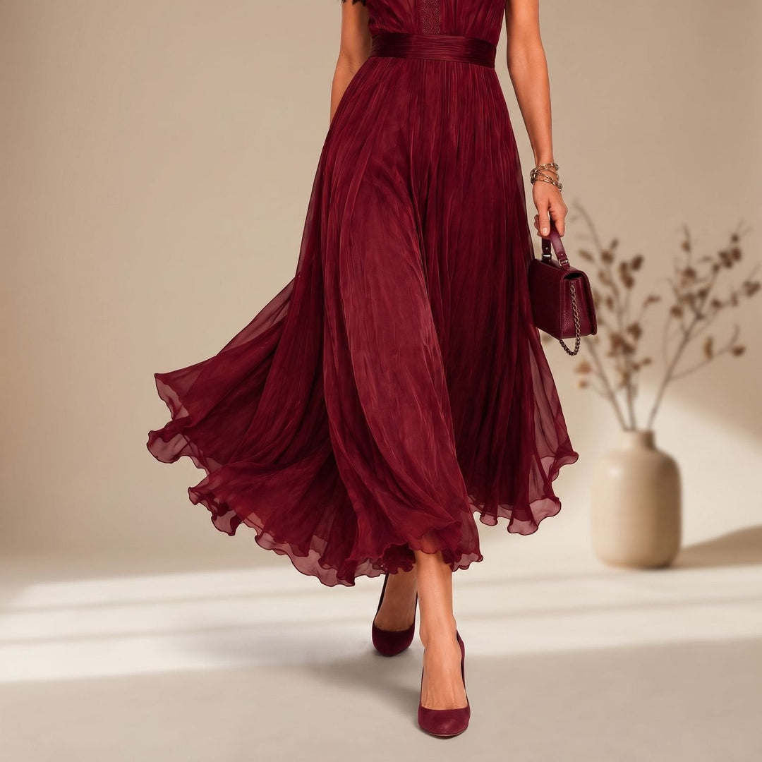 Frieda | Women's Elegant Flowing Maxi Evening Dress with Lace Details