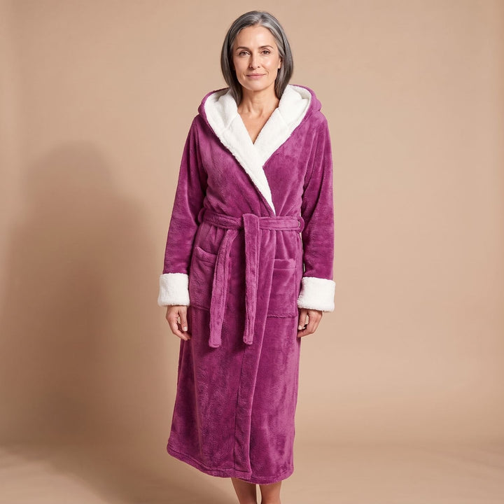 Elisabeth | Women's Fleece Bathrobe with Hood and Tie Belt