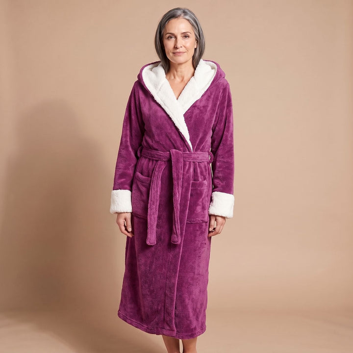 Elisabeth | Women's Fleece Bathrobe with Hood and Tie Belt