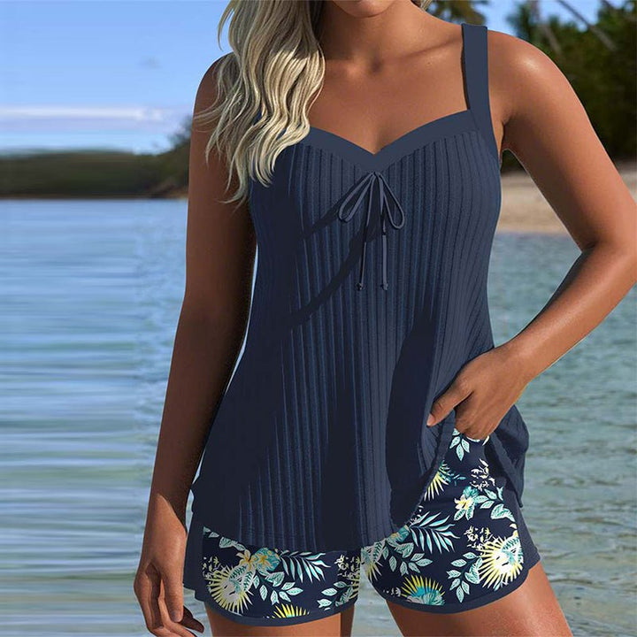 Johanna | Women's Striped Two-Piece Set Tankini with Shorts
