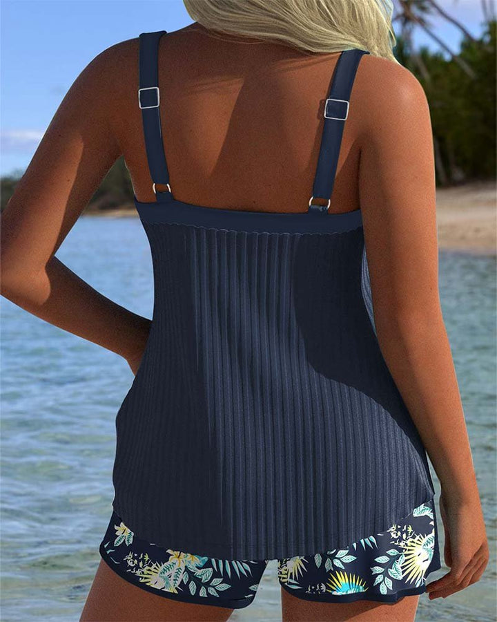 Johanna | Women's Striped Two-Piece Set Tankini with Shorts