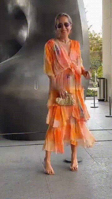 Lena | Women's Layered Chiffon Maxi Dress Long Sleeve V-Neck