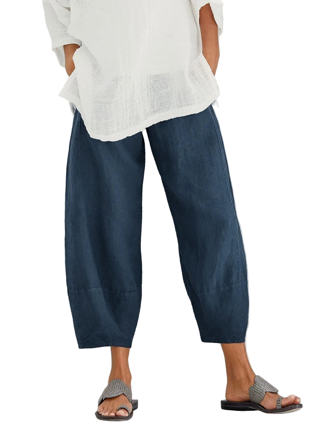Women's Trousers with Elasticated Waist and Wide Leg
