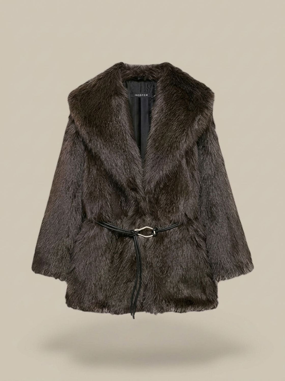 Leonie | Women's Faux Fur Coat Belted Midi Jacket Teddy Coat