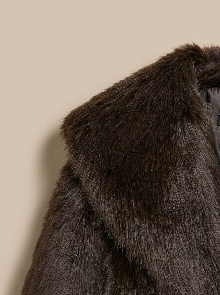 Leonie | Women's Faux Fur Coat Belted Midi Jacket Teddy Coat