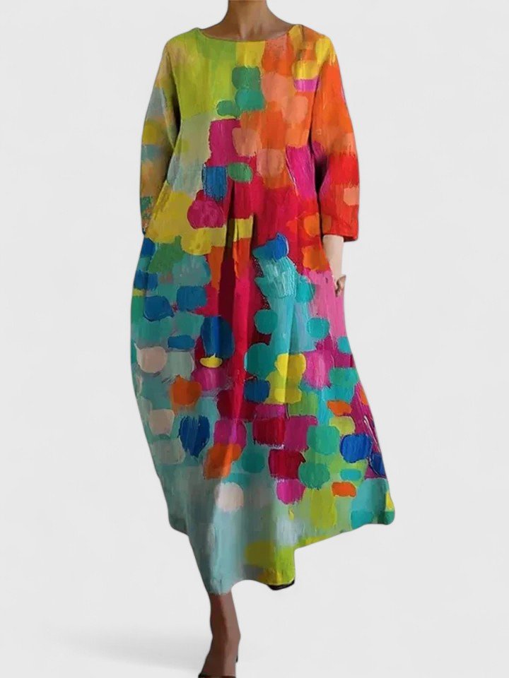 Greta | Women's Long Sleeve Midi Dress with Sea Creature Print