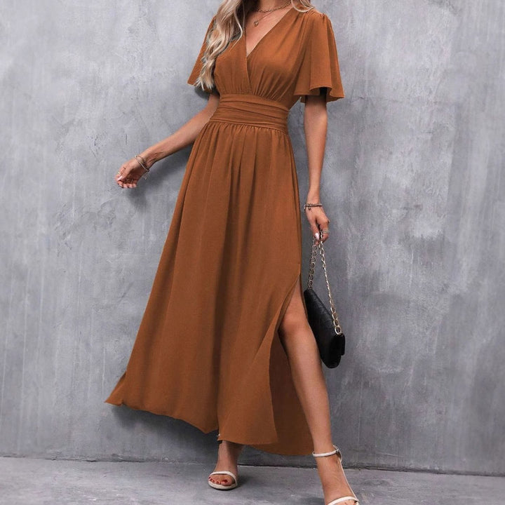 Charlotte | Women's Maxi Dress with V-Neck, Flowy Sleeves, and Side Slit