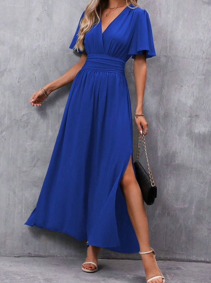 Charlotte | Women's Maxi Dress with V-Neck, Flowy Sleeves, and Side Slit