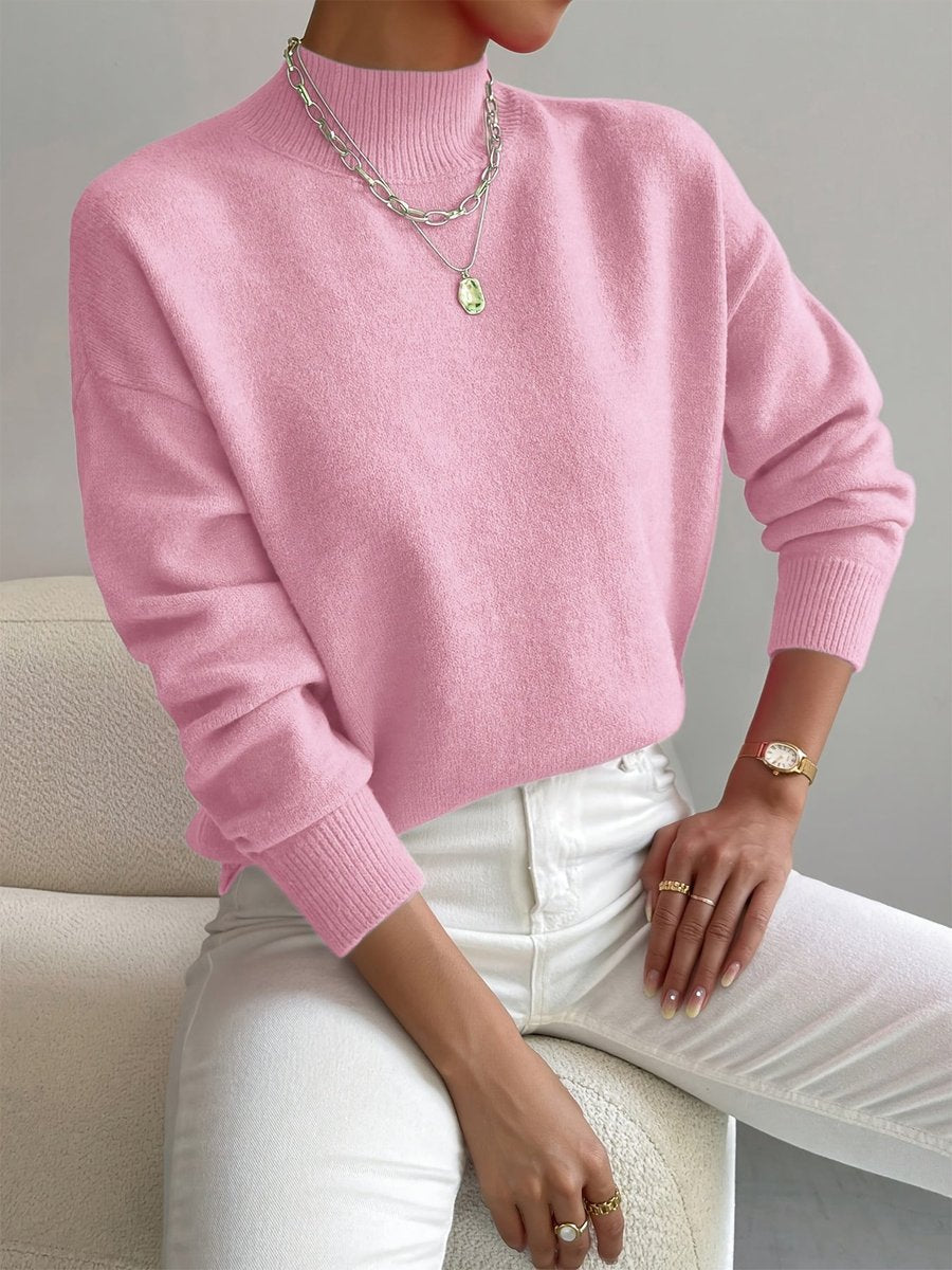 Elisabeth | Women's Mock Turtleneck Long Sleeve Relaxed Fit Sweater