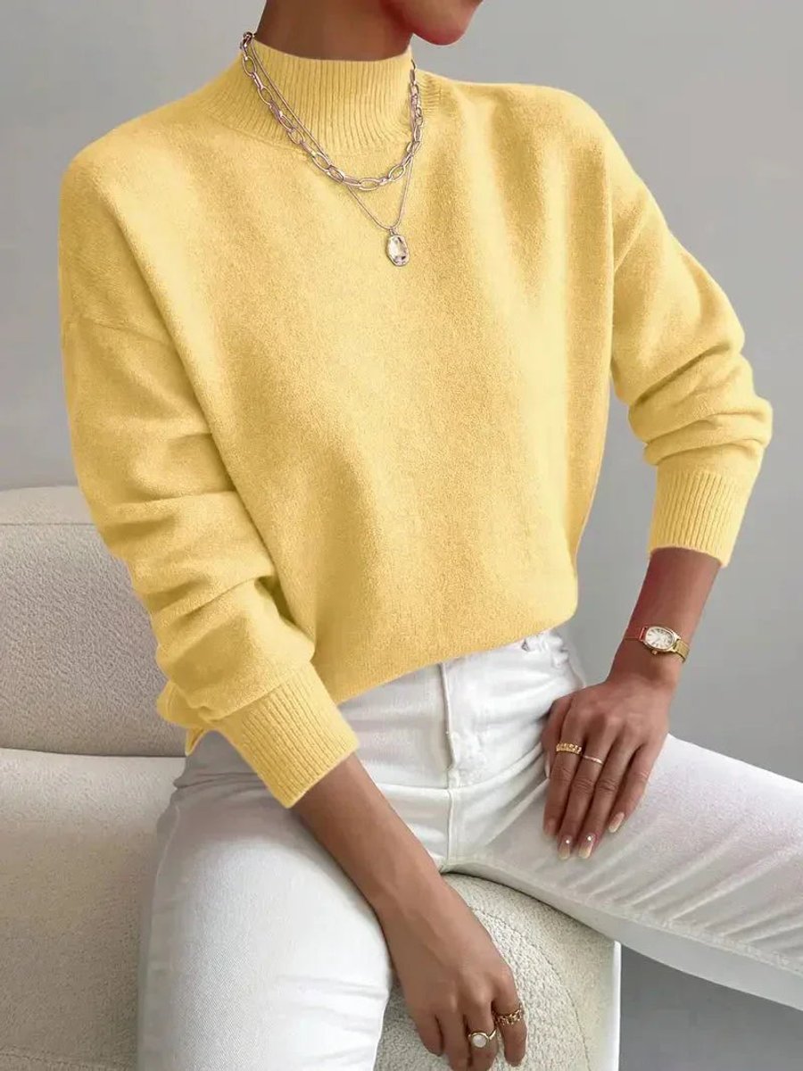 Elisabeth | Women's Mock Turtleneck Long Sleeve Relaxed Fit Sweater