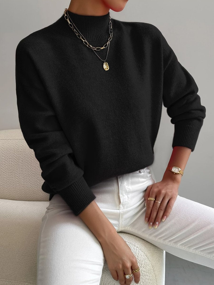 Elisabeth | Women's Mock Turtleneck Long Sleeve Relaxed Fit Sweater