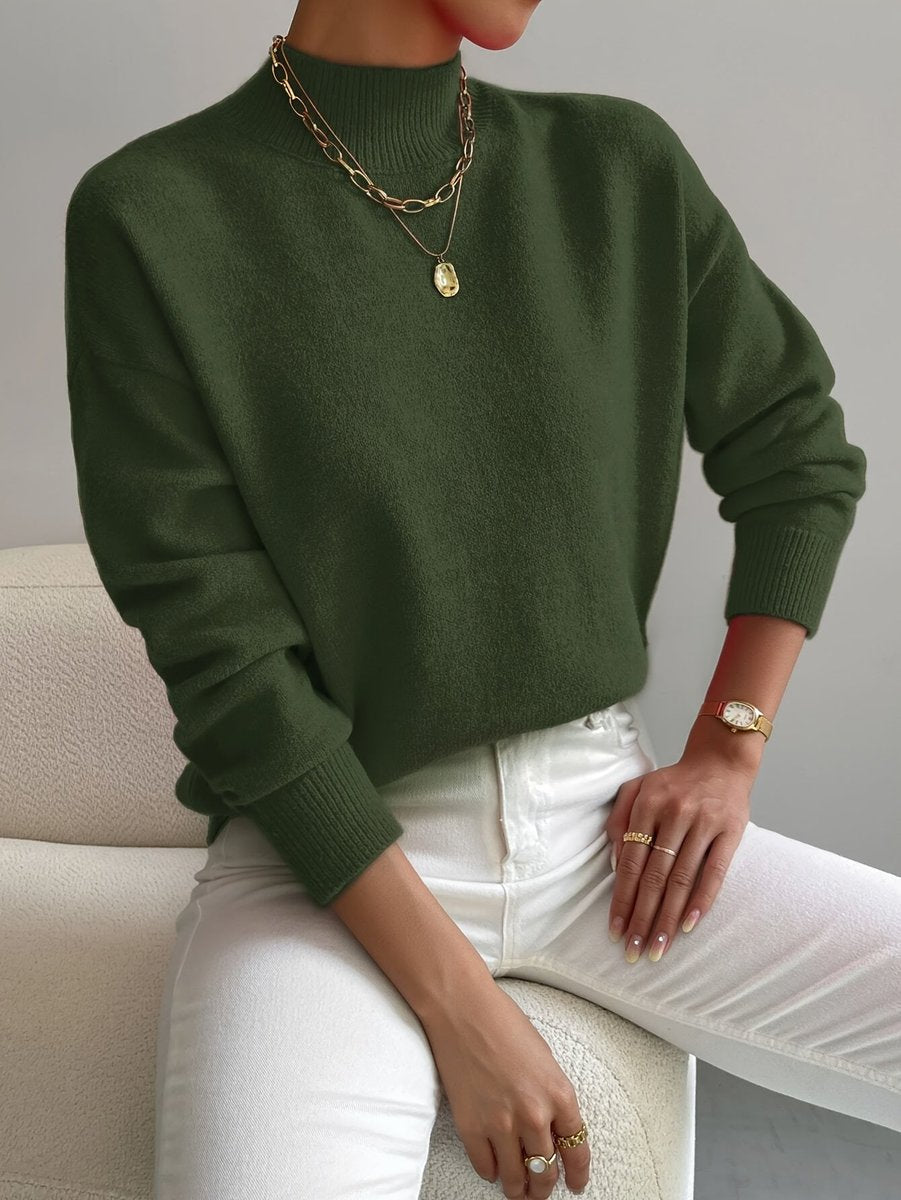 Elisabeth | Women's Mock Turtleneck Long Sleeve Relaxed Fit Sweater