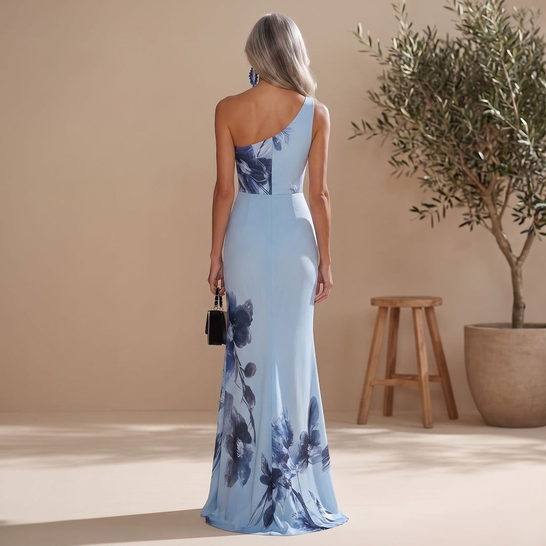 Greta Women's One-Shoulder Maxi Dress with Floral Print, view 2 - Elena Harper