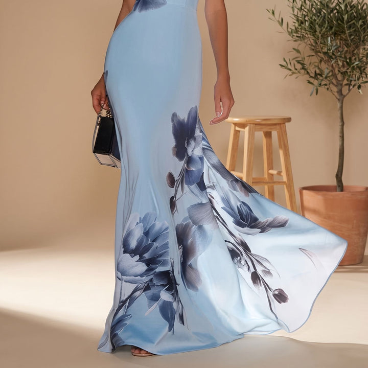 Greta Women's One-Shoulder Maxi Dress with Floral Print, view 4 - Elena Harper