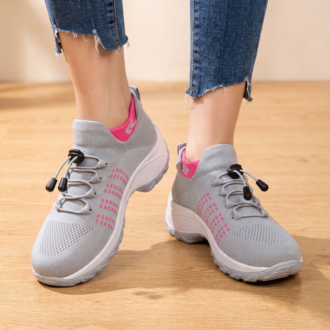 Greta | Women's Orthopedic Lace-Up Knitted Platform Sneakers