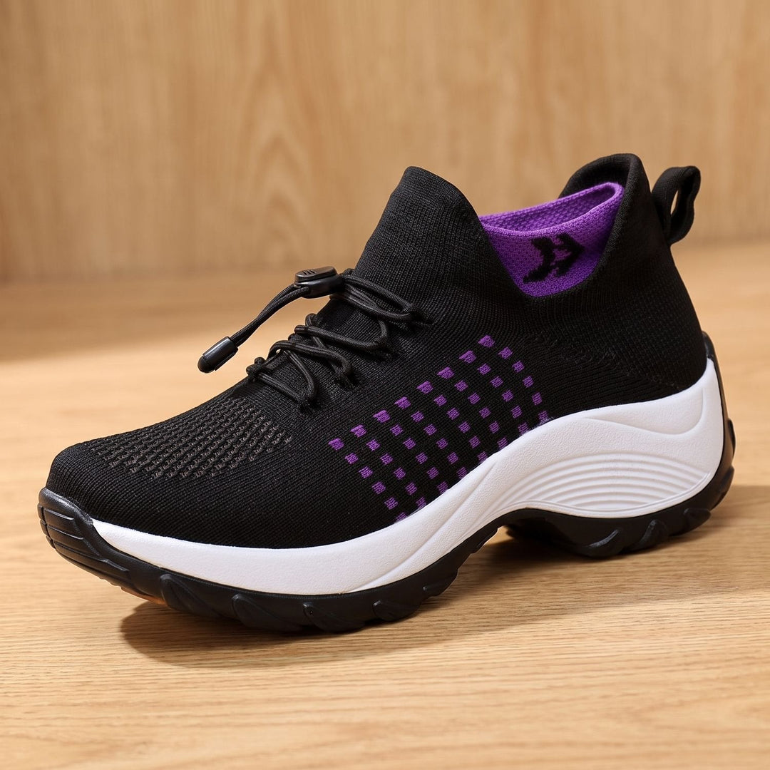 Greta | Women's Orthopedic Lace-Up Knitted Platform Sneakers
