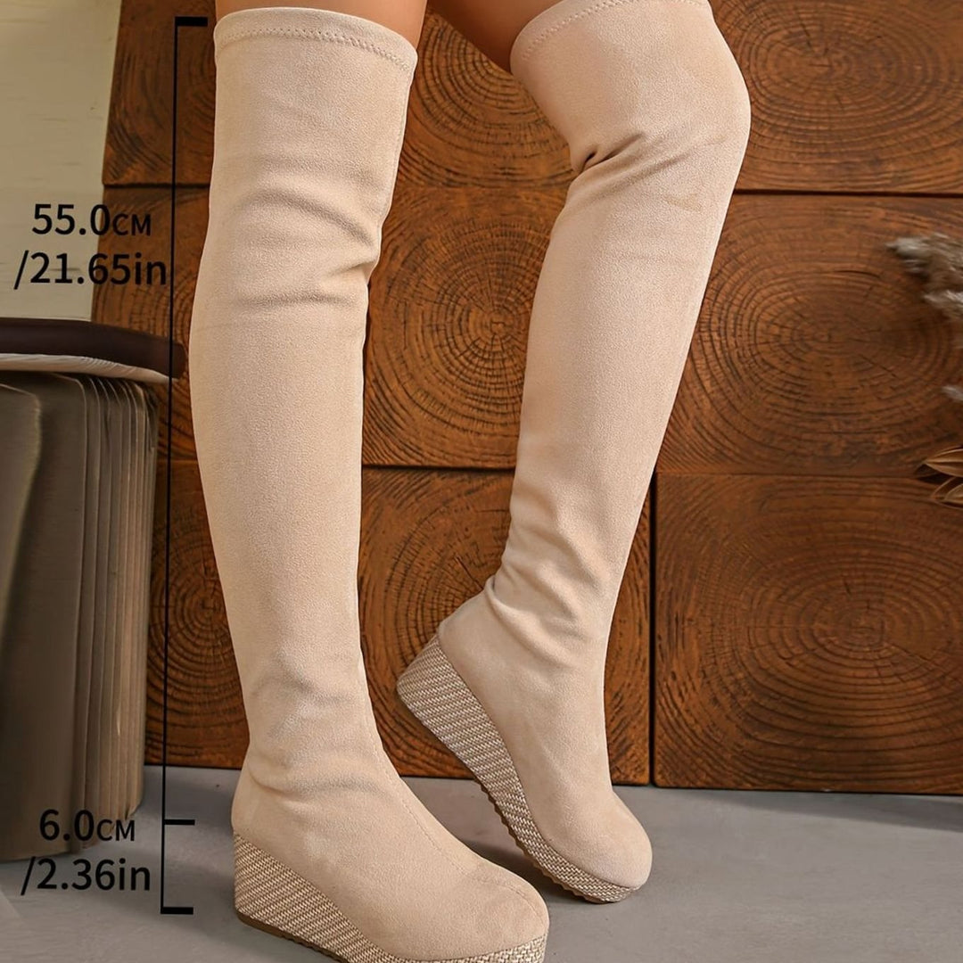Lena | Women's Overknee Boots with Wedge Heel and Elastic Stretch Shaft