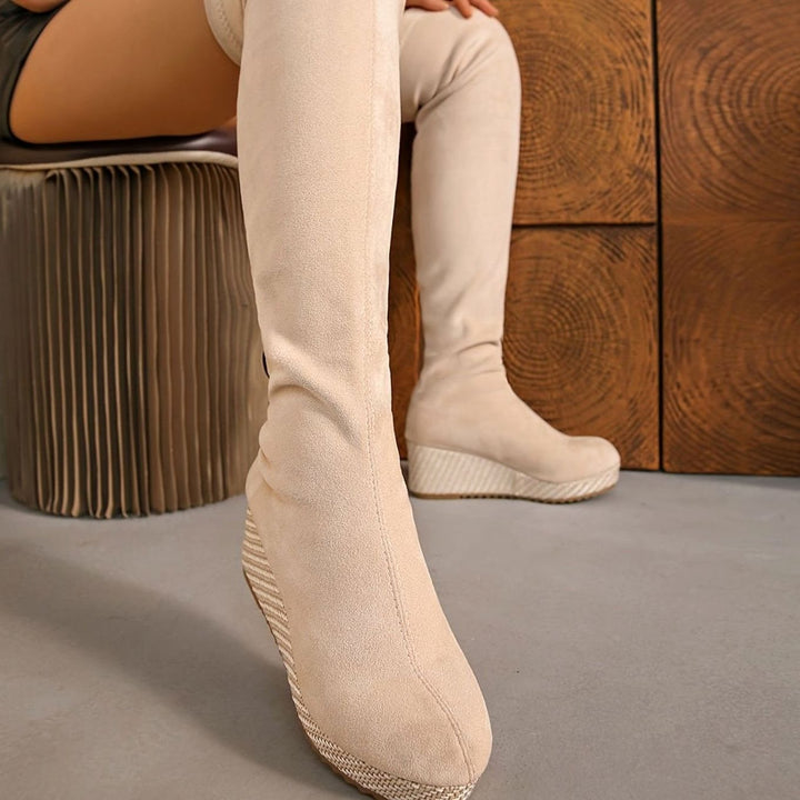 Lena | Women's Overknee Boots with Wedge Heel and Elastic Stretch Shaft