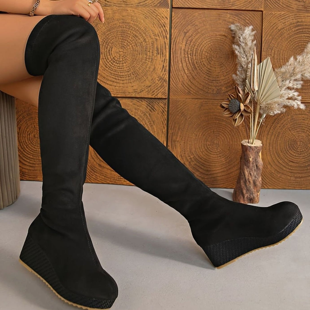 Lena | Women's Overknee Boots with Wedge Heel and Elastic Stretch Shaft