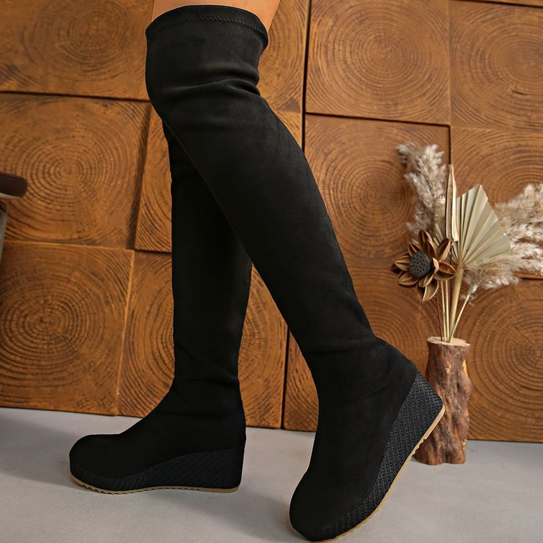 Lena | Women's Overknee Boots with Wedge Heel and Elastic Stretch Shaft