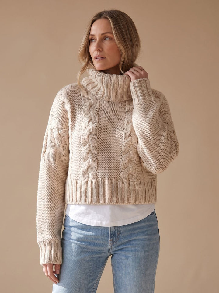 Charlotte | Women's Oversized Turtleneck Chunky Knit Cable Pattern Sweater