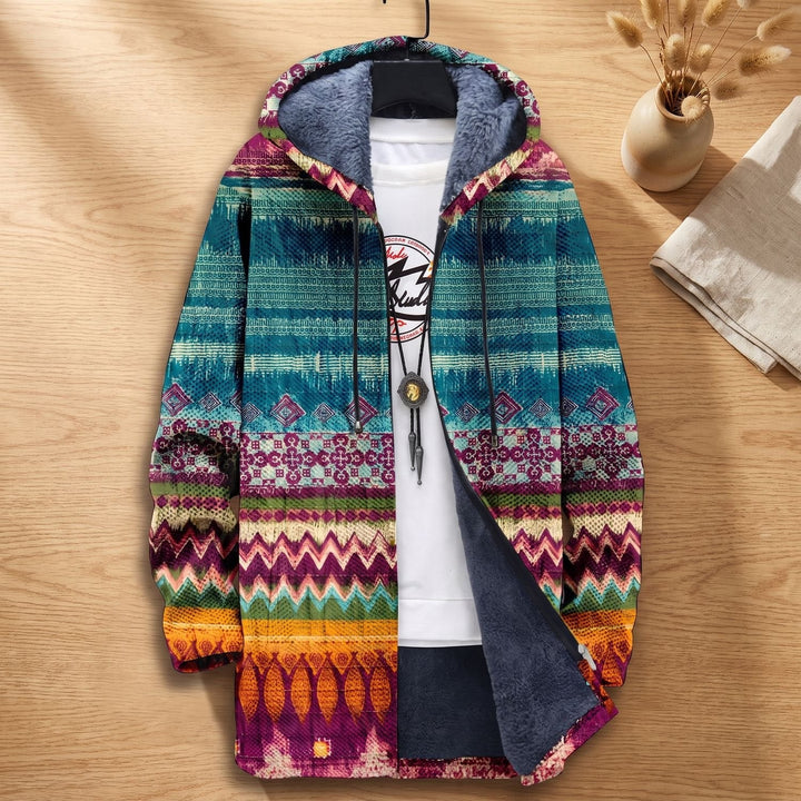 Amelie | Women's Oversized Cardigan Boho Pattern Fleece Lining Hood