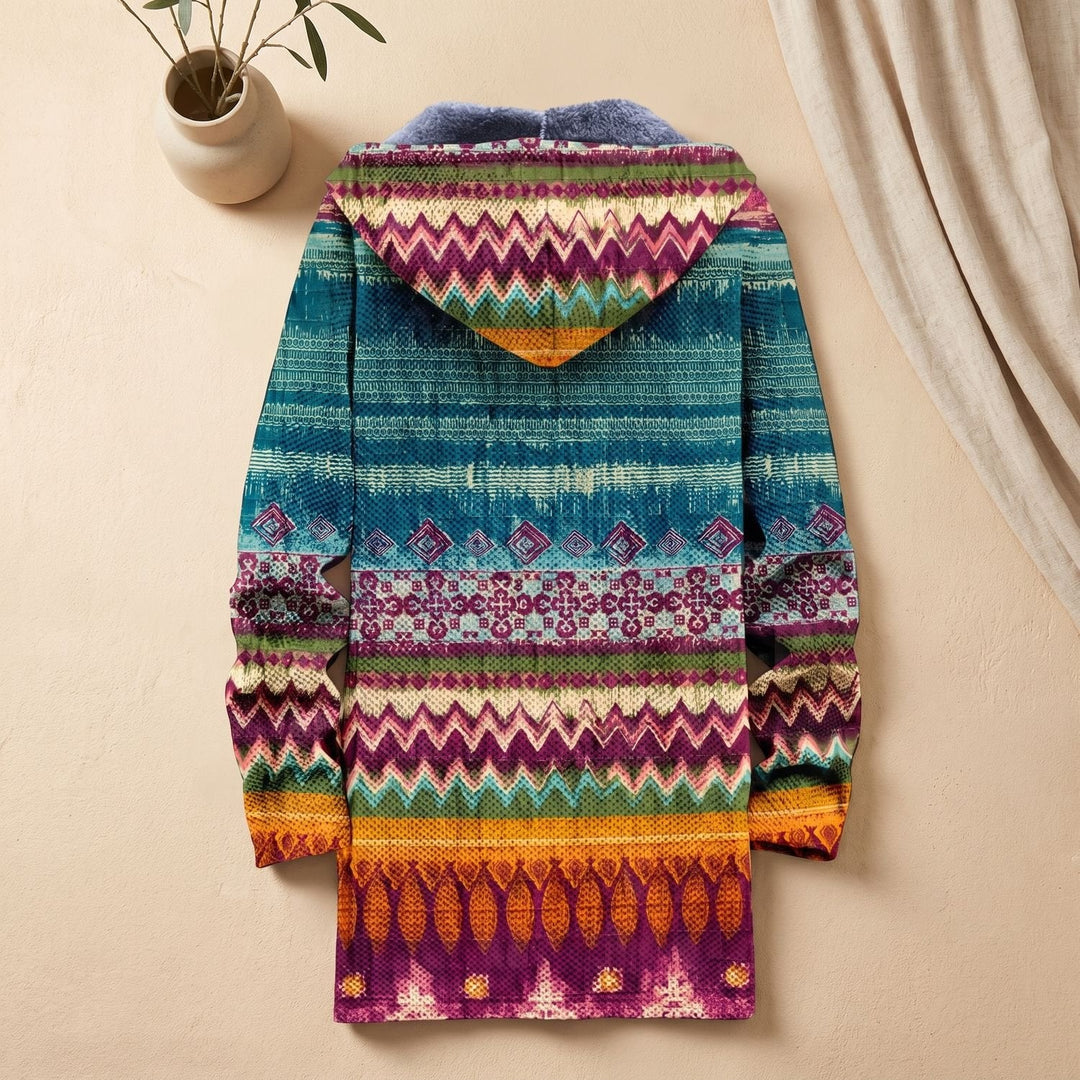 Amelie | Women's Oversized Cardigan Boho Pattern Fleece Lining Hood