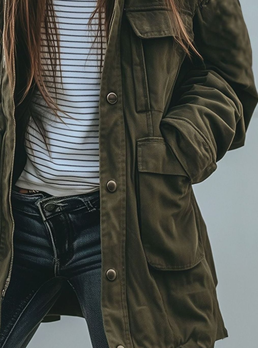 Amelie | Women's Oversized Utility Jacket with Button Placket Transitional Jacket