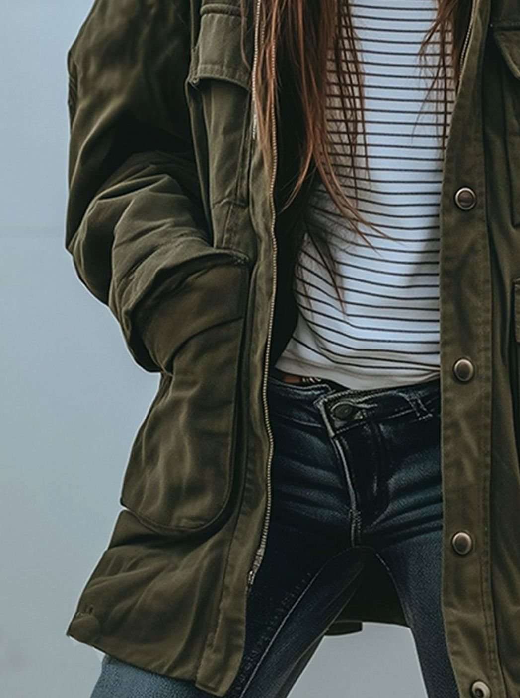 Amelie | Women's Oversized Utility Jacket with Button Placket Transitional Jacket