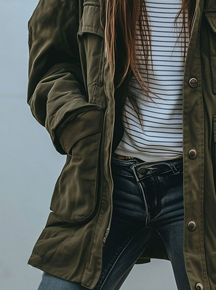 Amelie | Women's Oversized Utility Jacket with Button Placket Transitional Jacket