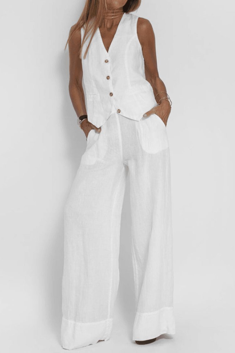 Charlotte | Women's Sleeveless Loose-Fitting Two-Piece Set Vest Pants