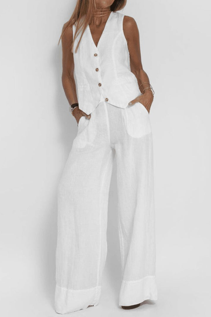 Charlotte | Women's Sleeveless Loose-Fitting Two-Piece Set Vest Pants