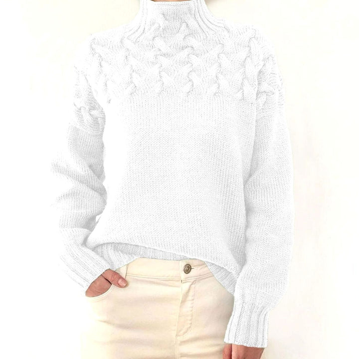 Amelie | Women's Oversized Turtleneck Knit Sweater with Cable Knit Pattern