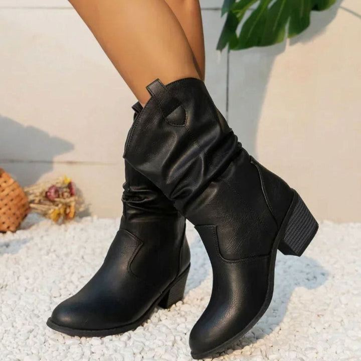 Virginie - Chic Western Pleated Boots
